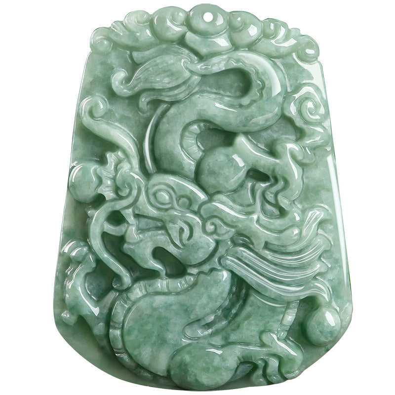Wear FengShui Chinese Zodiac Dragon Jade Strength Necklace String Pendant