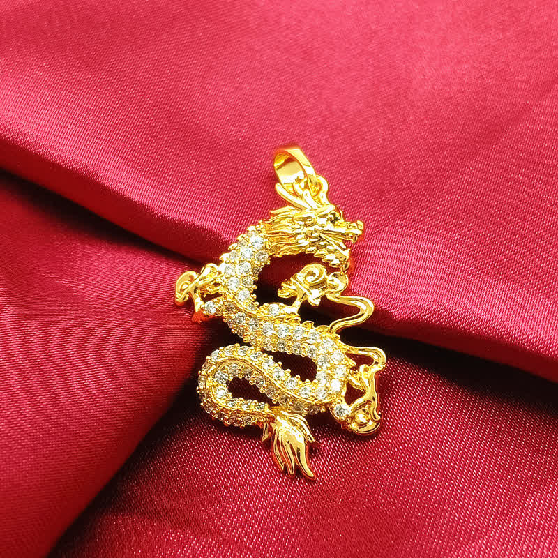 Wear FengShui Gold Dragon Protection Necklace Pendant