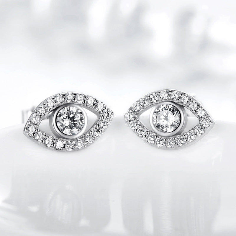 Wear FengShui 925 Sterling Silver Evil Eye Symbol Protection Stud Earrings