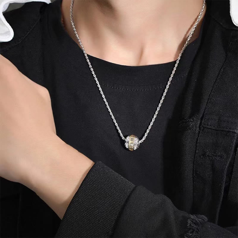 Wear FengShui Taoist Nine-Character Mantra Engraved Amulet Balance Necklace Rotatable Pendant