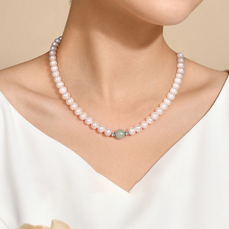 Wear FengShui 925 Sterling Silver Natural Pearl Jade Healing Necklace Bracelet Earrings With Gift Box