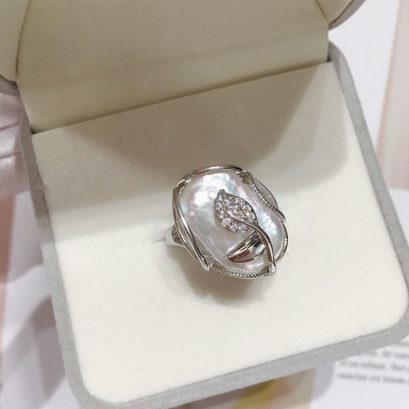 Wear FengShui Pearl Copper Plated Gold Flower Happiness Wealth Ring