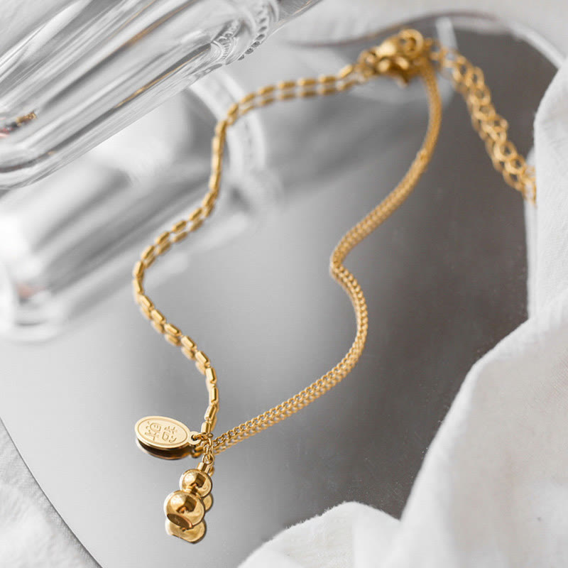 Wear FengShui 18k Gold Plated Copper Lucky Gourd Design Wealth Buckle Anklet