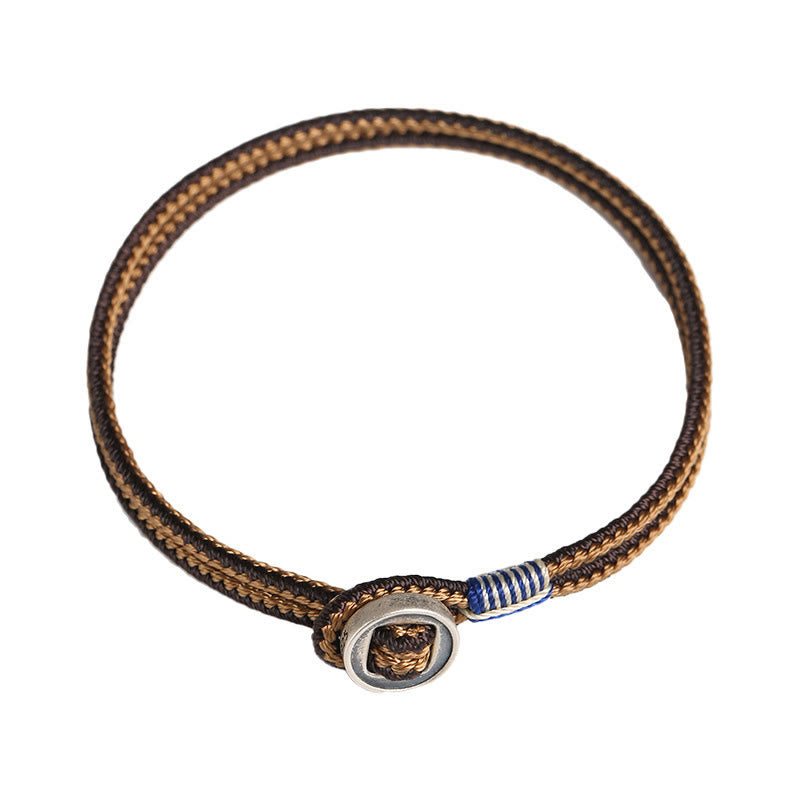 Wear FengShui  925 Sterling Silver Handmade Button Protection Weave String Bracelet