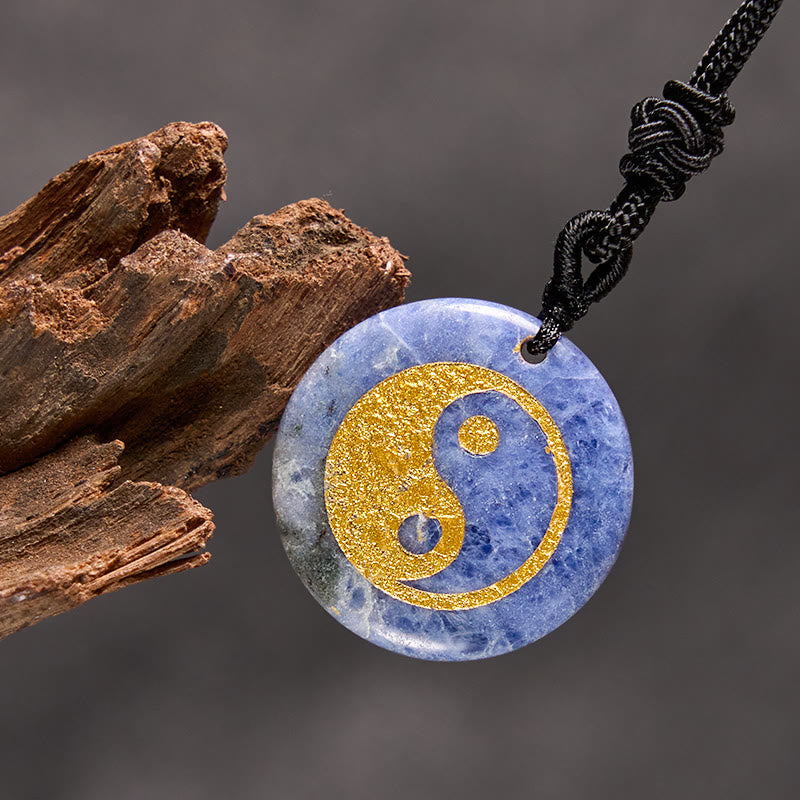 Wear FengShui Various Crystal Amethyst Tiger Eye Green Aventurine Yin Yang Spiritual Necklace Pendant