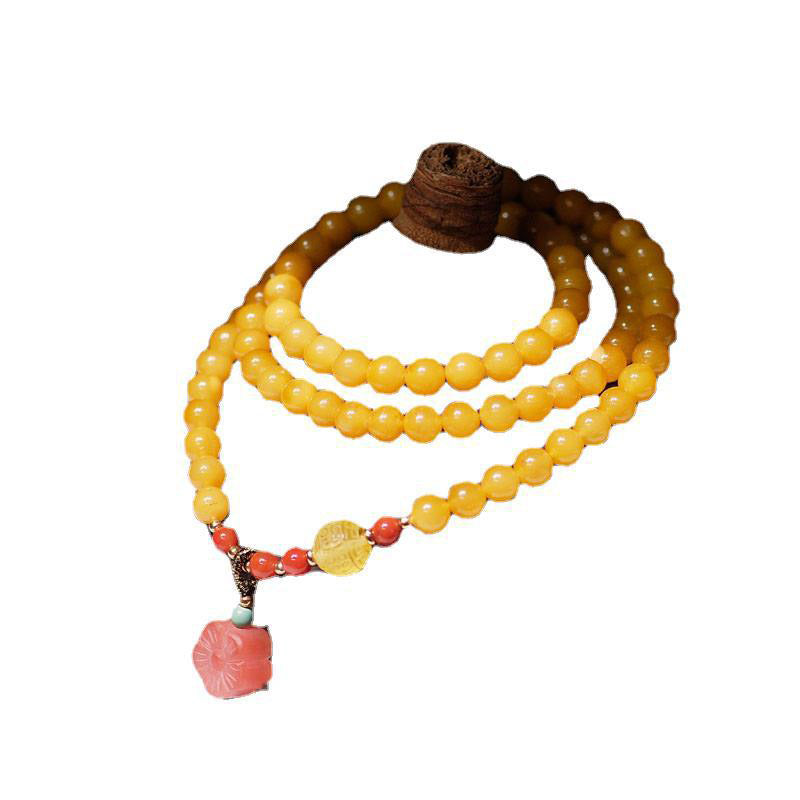 Wear FengShui Amber Healing Balance Necklace Flower Charm Bracelet