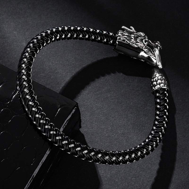 Wear FengShui Dragon Titanium Steel Protection Luck Bracelet