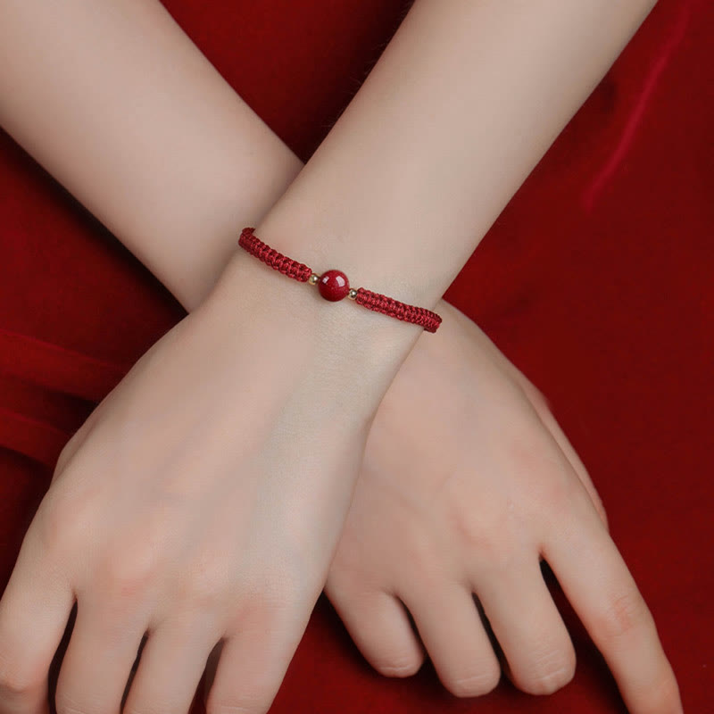 Wear FengShui Lucky Cinnabar Bead Blessing Red String Bracelet