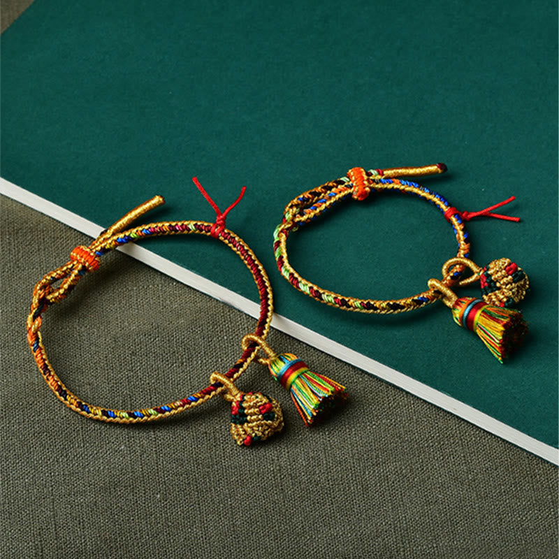 Wear FengShui Colorful Rope Luck Handmade Zongzi Golden Ball Charm Bracelet