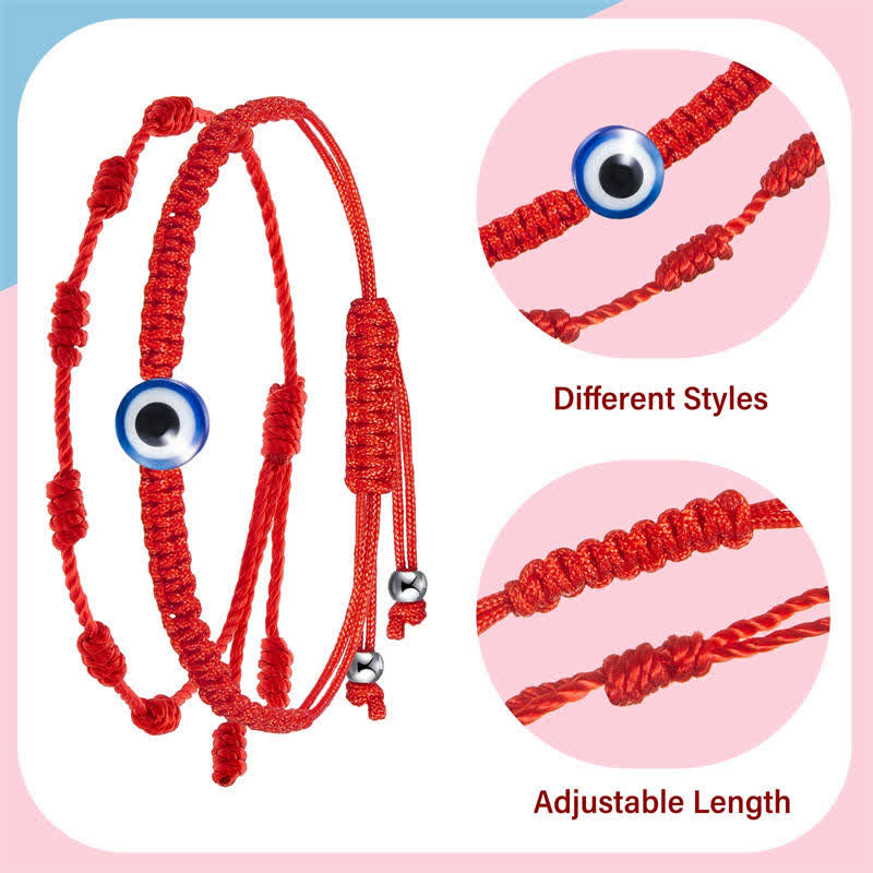 Wear FengShui 4Pcs Evil Eye Seven Knot Red String Protection Bracelet