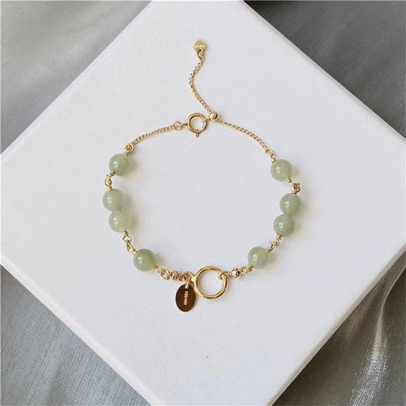 Wear FengShui Unique Natural Hetian Jade 14K Gold filled Luck Beaded Bracelet