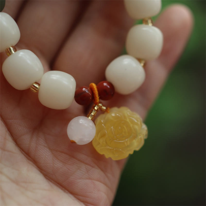 Wear FengShui Gradient Bodhi Seed Amber Lotus Peace Bracelet