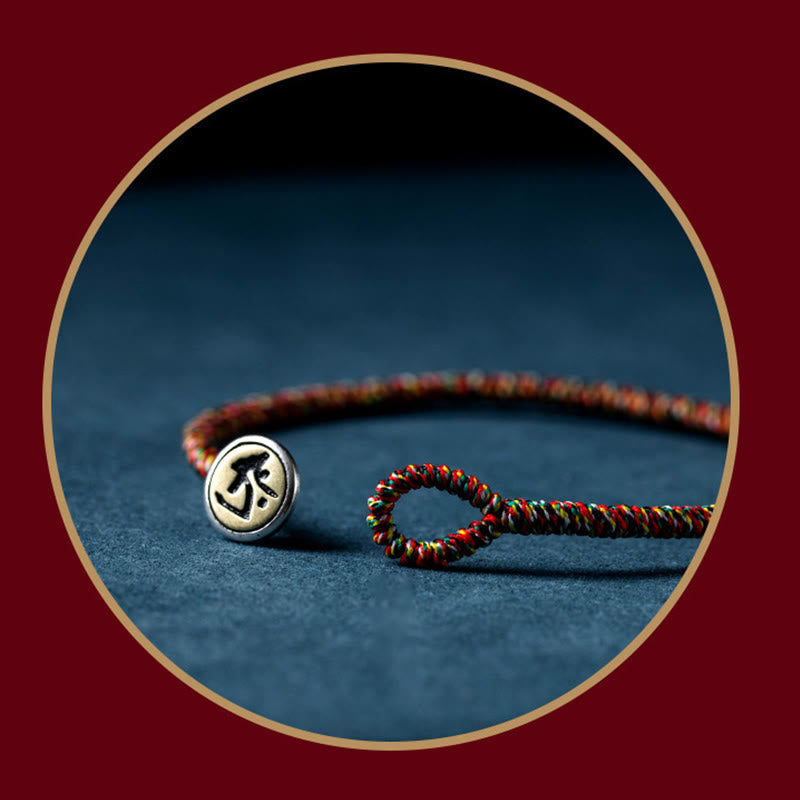 Wear FengShui Handmade 925 Sterling Silver Chinese Zodiac Natal Buddha Protection Colorful Rope Bracelet