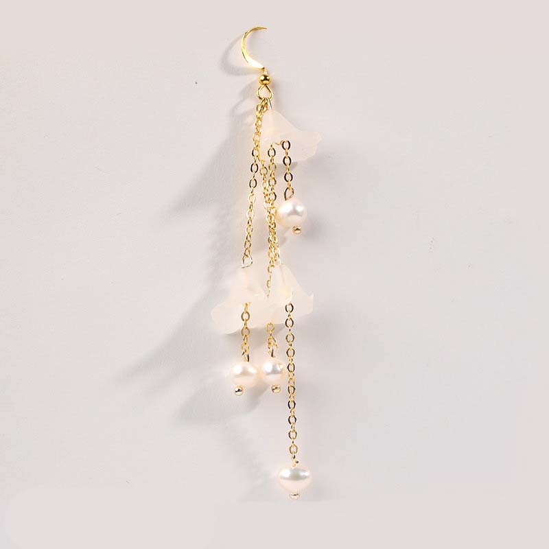 Wear FengShui Pearl Flower Petals Luck Drop Earrings