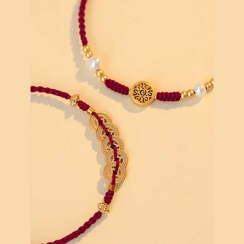 Wear FengShui Copper Coin Fortune Tree Luck Strength Braided Bracelet