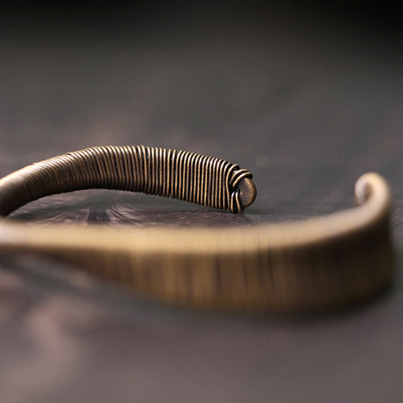 Wear FengShui Simple Design Wrapped Brass Copper Luck Wealth Adjustable Cuff Bracelet