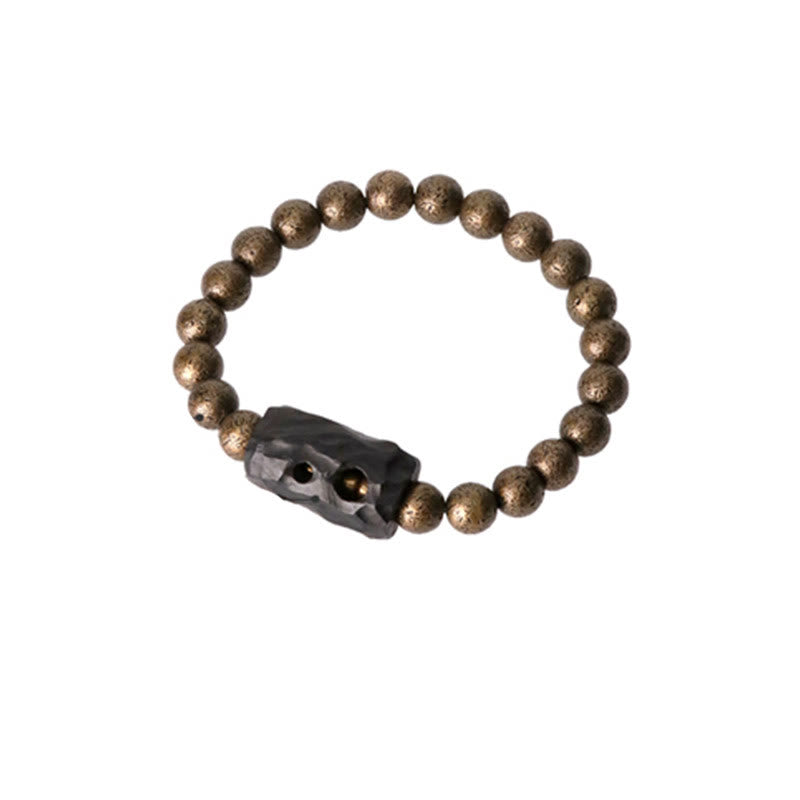 Wear FengShui Tibet Ebony Wood Copper Peace Balance Beaded Bracelet