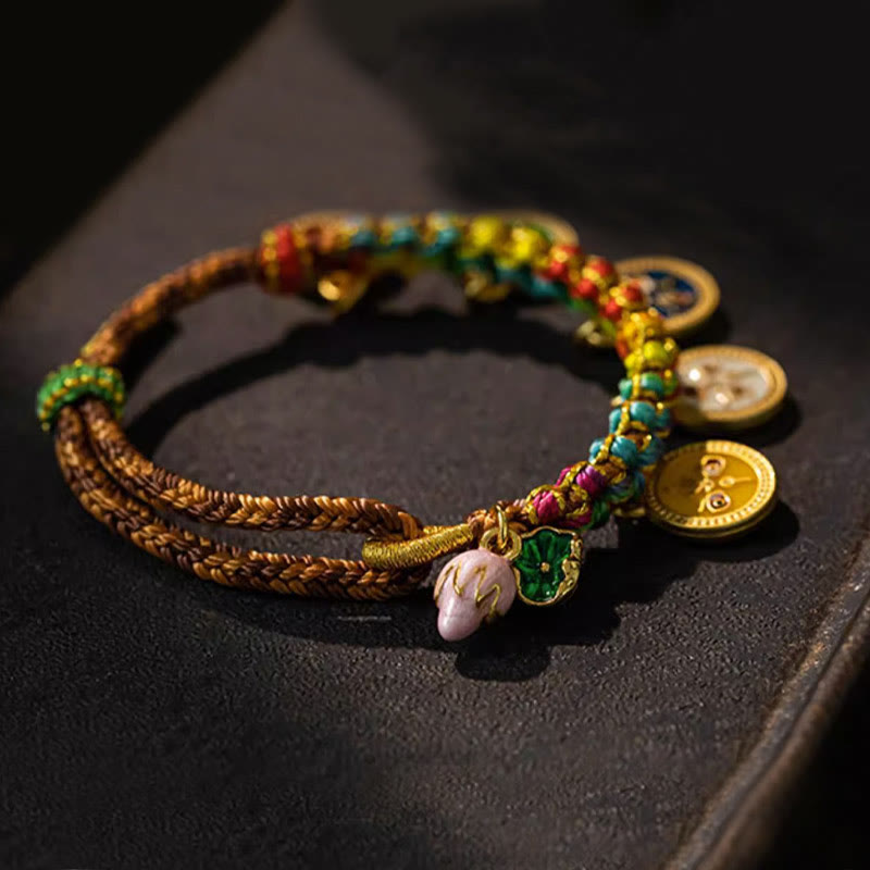Wear FengShui Tibetan Colorful Rope Five God Of Wealth Luck Braid Bracelet