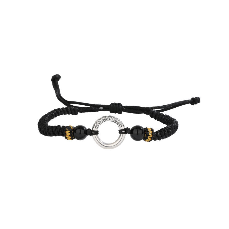 Wear FengShui 925 Sterling Silver Peace Buckle Auspicious Clouds Fortune Braided Bracelet