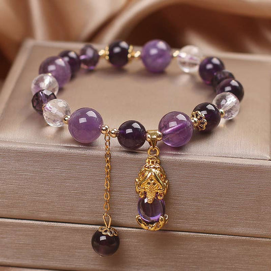 Wear FengShui  Natural Amethyst PiXiu Healing Bracelet