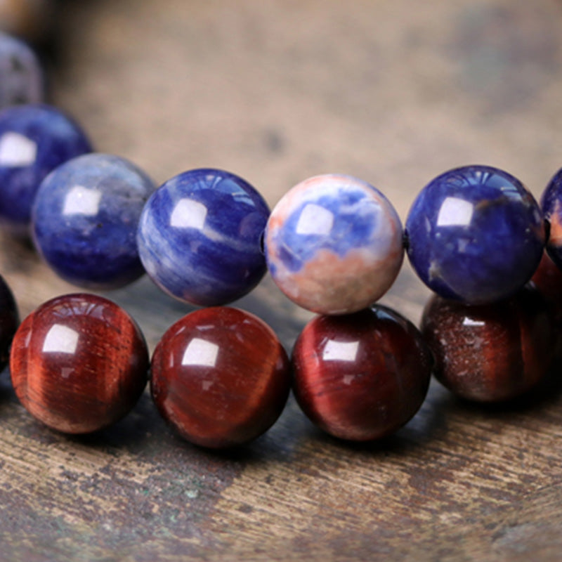 Wear FengShui Black Obsidian Sodalite Crystal Copper Strength Couple Bracelet