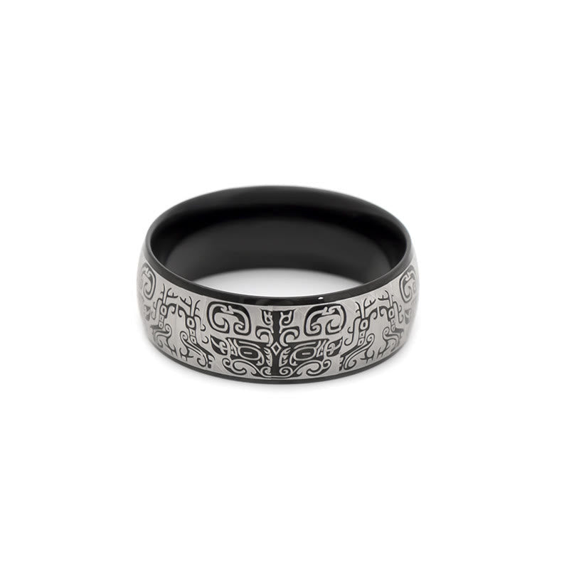 Wear FengShui Lucky Mythological Creature Taotie Wealth Titanium Steel Ring