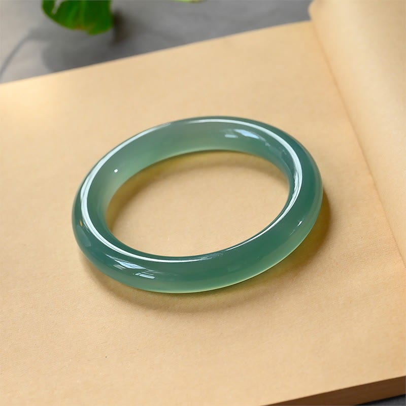 Wear FengShui Natural Green Chalcedony Strength Bangle Bracelet