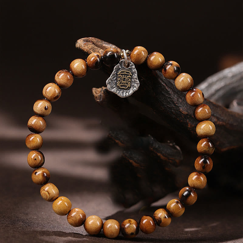 Wear FengShui 925 Sterling Silver Natural Golden Sea Willow Zakiram Goddess of Wealth Lucky fortune Fu Character Success Bracelet