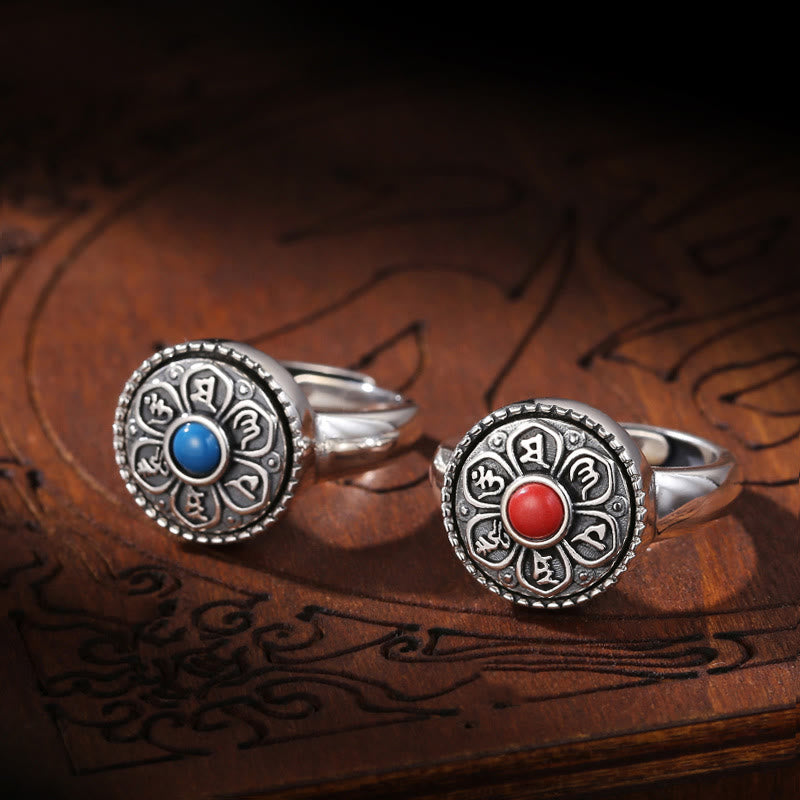 Wear FengShui Tibetan Om Mani Padme Hum Peace Rotatable Ring