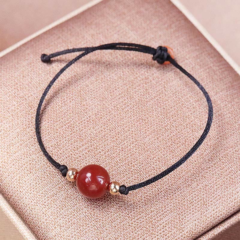 Wear FengShui Natural Red Agate Chalcedony Self-acceptance Confidence String Bead Bracelet Necklace Pendant