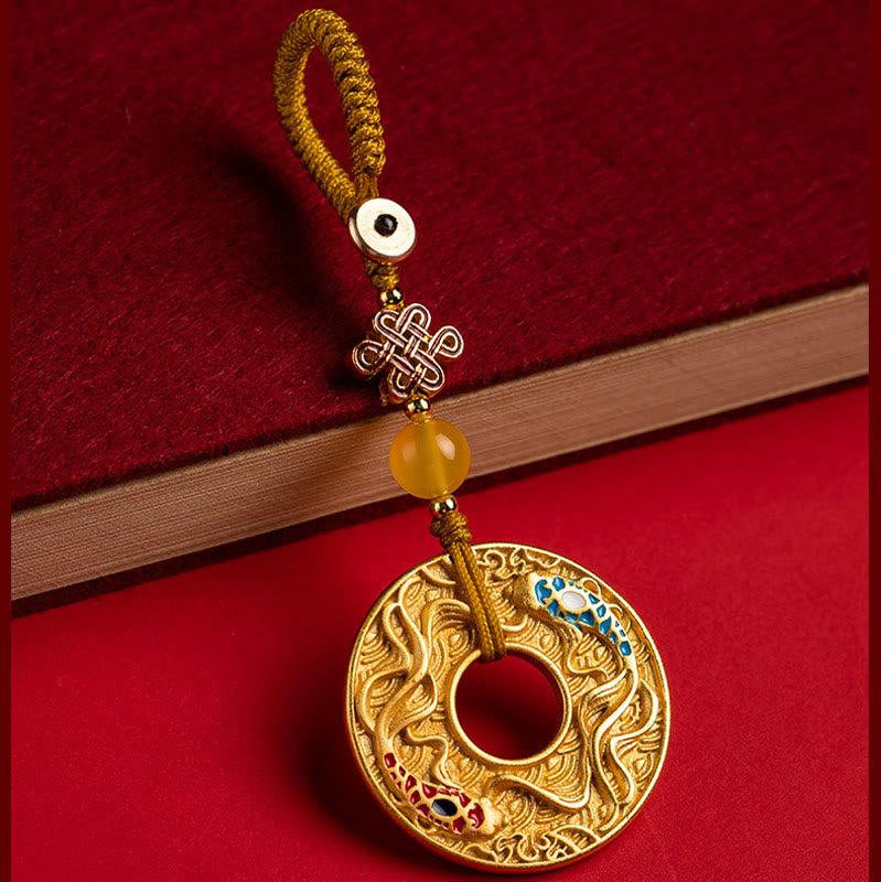 Wear FengShui Double Koi Fish Peace Buckle Wealth Luck Key Chain