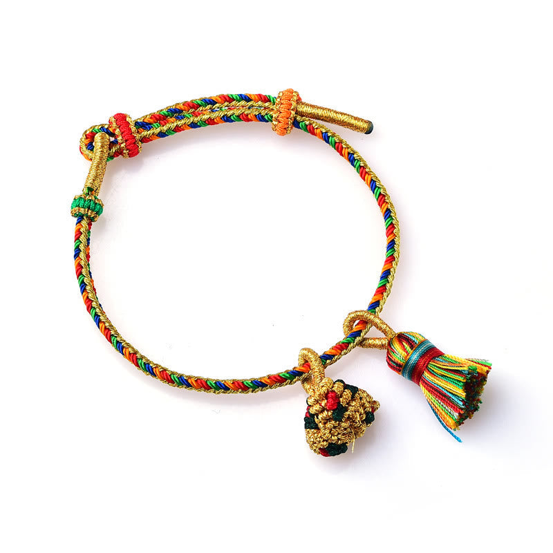 Wear FengShui Colorful Rope Luck Handmade Zongzi Golden Ball Charm Bracelet