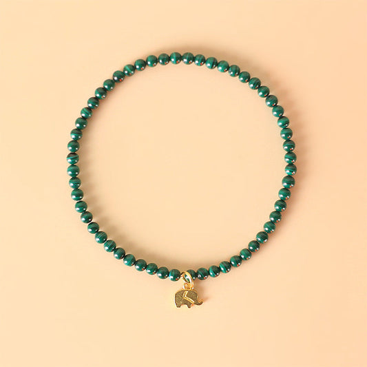 Wear FengShui Natural Malachite Elephant Anti-Anxiety Charm Bracelet