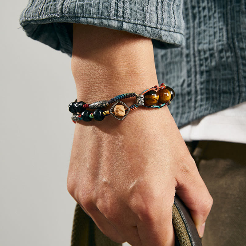 Wear FengShui 925 Sterling Silver Tiger's Eye Bodhi Seed Handmade Courage Bracelet
