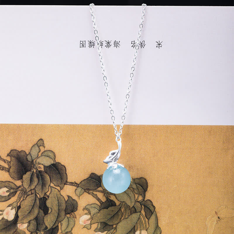 Wear FengShui 925 Sterling Silver Natural Aquamarine Leaf Flower Peace Earrings Necklace