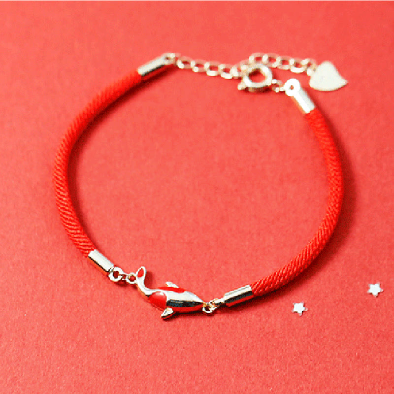 Wear FengShui Copper Koi Fish Wealth Necklace Pendant Red Rope Bracelet Earrings Set