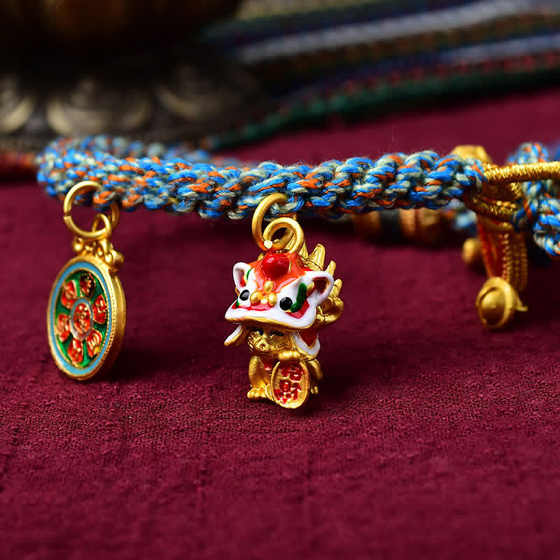 Wear FengShui Tibetan Zakiram Goddess of Wealth Thangka Luck Prayer Wheel Braid String Bracelet