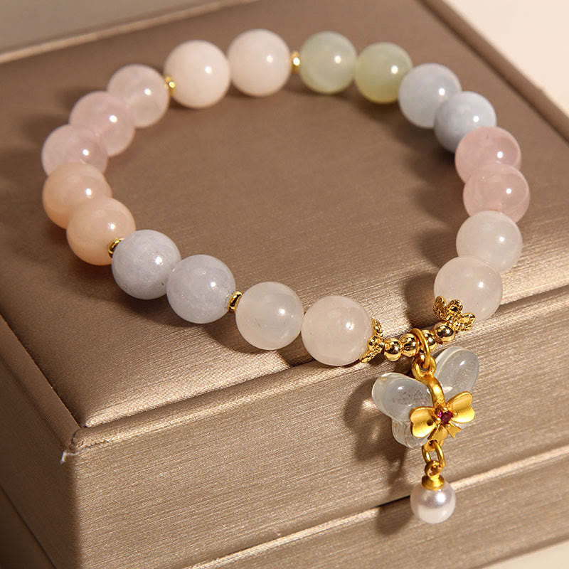 Wear FengShui Natural Morganite Confidence Butterfly Charm Bracelet