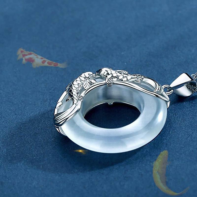 Wear FengShui Natural White Jade Koi Lucky Necklace