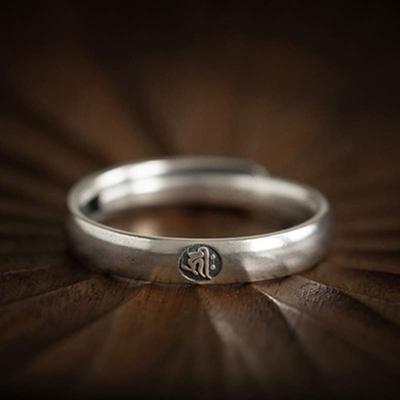 Wear FengShui 925 Sterling Silver Chinese Zodiac Natal Buddha Blessing Couple Ring