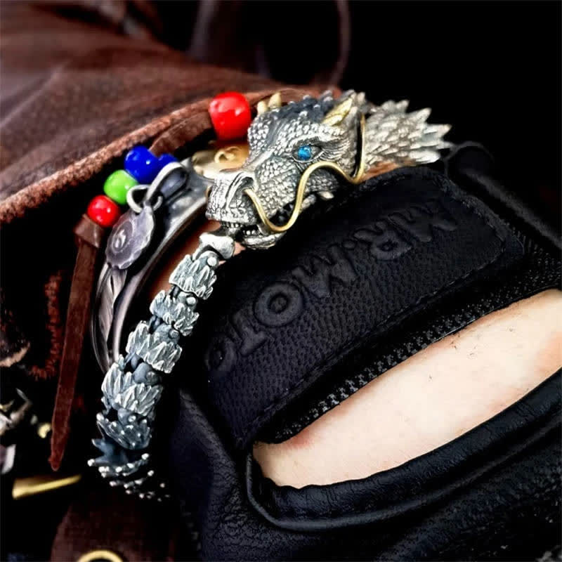 Wear FengShui Nordic Dragon Handmade Amulet Luck Protection Chain Bracelet