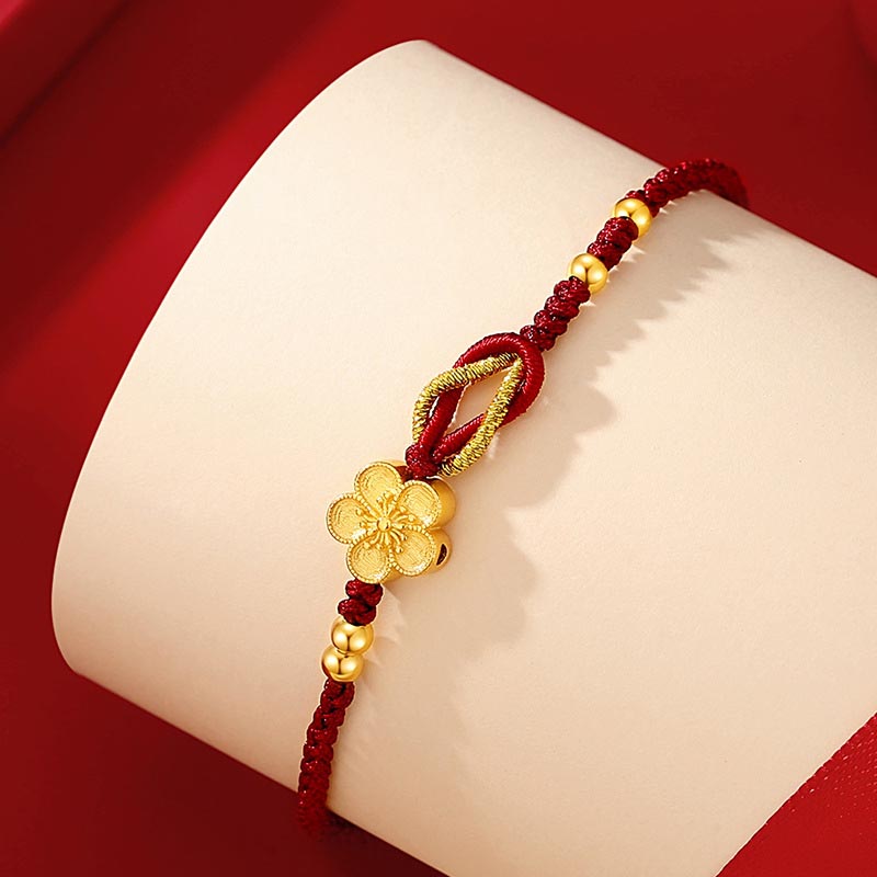 Wear FengShui Handmade 925 Sterling Silver Cherry Blossoms Sakura Chalcedony Luck Bracelet