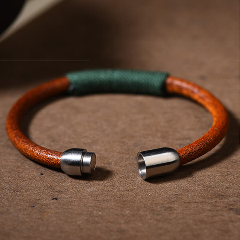 Wear FengShui Tibetan Leather Handmade Five Elements Luck Braid String Buckle Bracelet