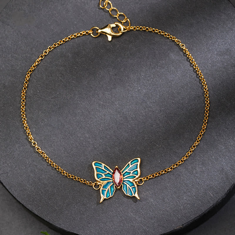Wear FengShui 925 Sterling Silver Butterfly Zircon Love Chain Bracelet