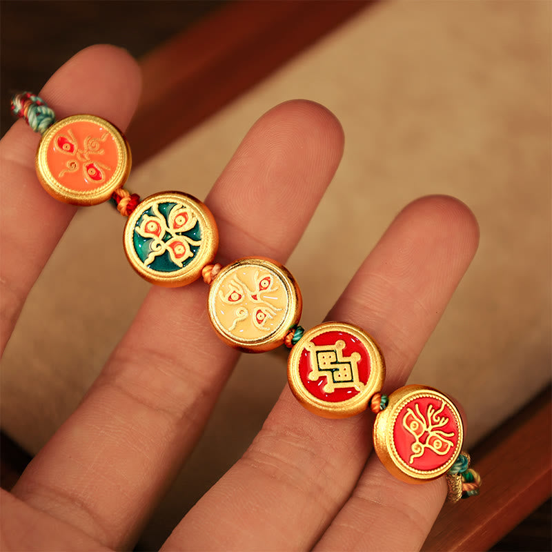 Wear FengShui Tibetan Five God Of Wealth Colorful Rope Braided Luck Bracelet