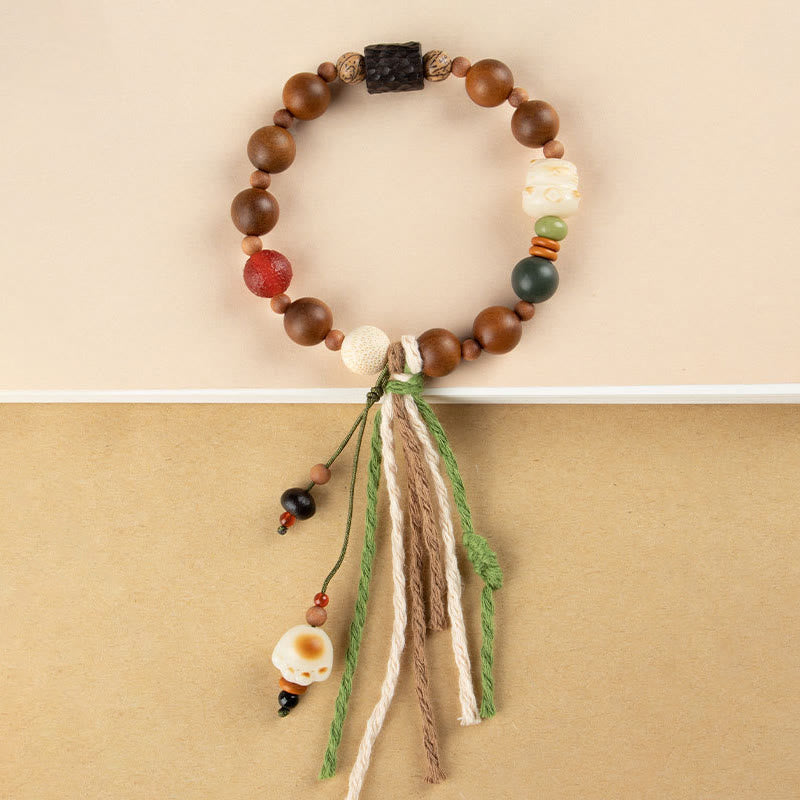Wear FengShui Lightning Strike Wood Bodhi Seed Cat Paw Claw Auspiciousness Protection Tassel Bracelet