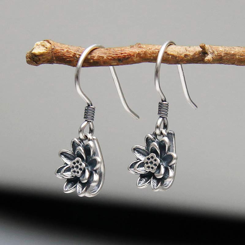 Wear FengShui 925 Sterling Silver Lotus Flower Enlightenment Earrings