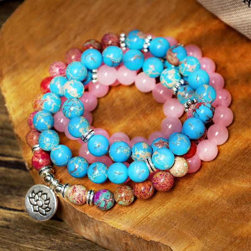 Wear FengShui Tibetan Purple Miano Real Bead Harmony Lotus Mala