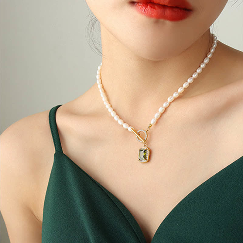 Wear FengShui Pearl Zircon Wealth Charm Necklace Pendant