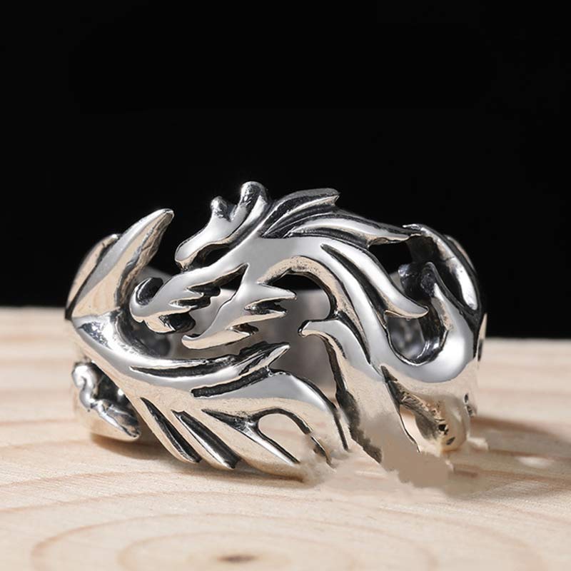 Wear FengShui Dragon Pattern Protection Strength Adjustable Ring